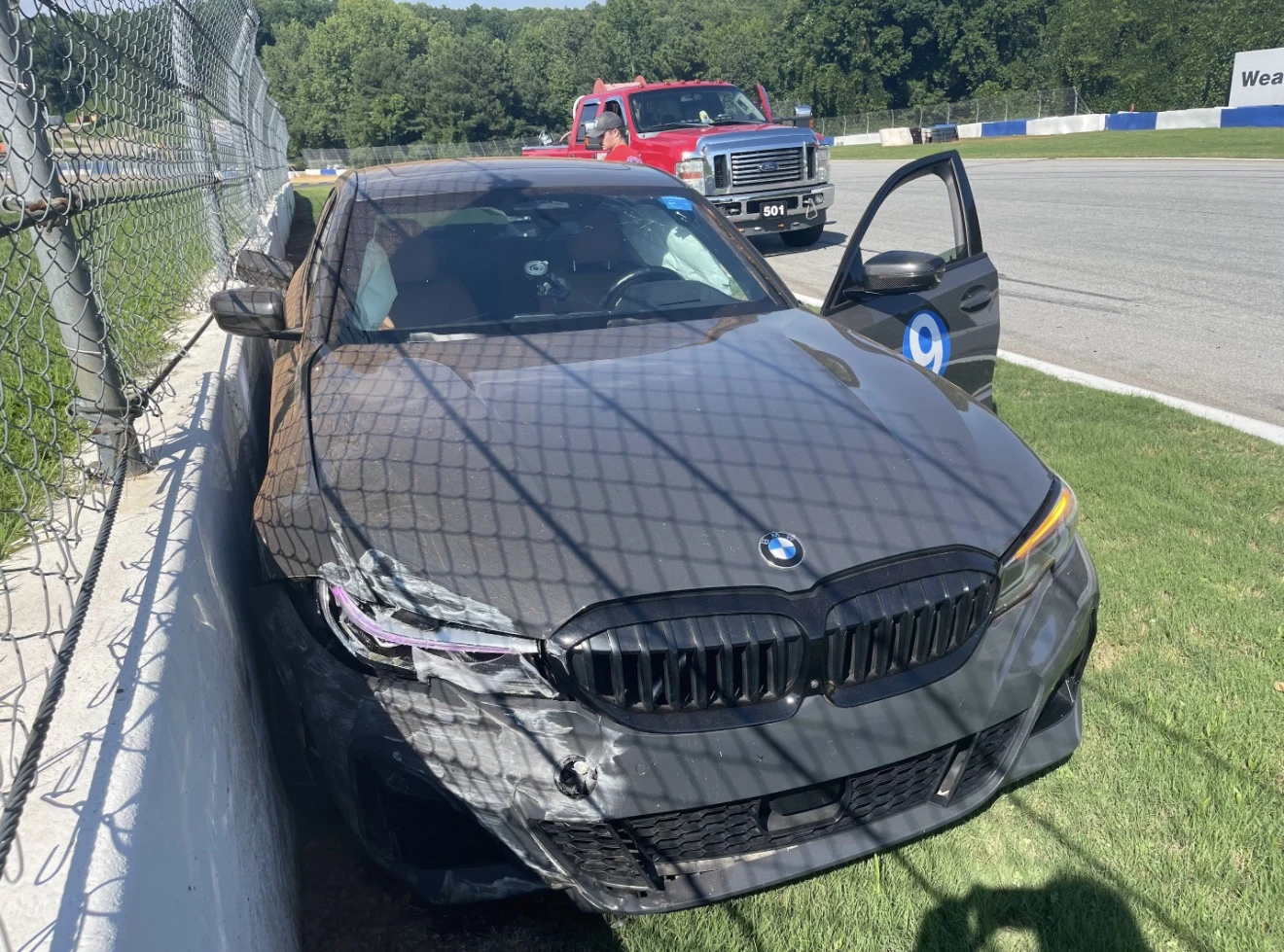 The M340i against the Turn 1 wall, July 2022