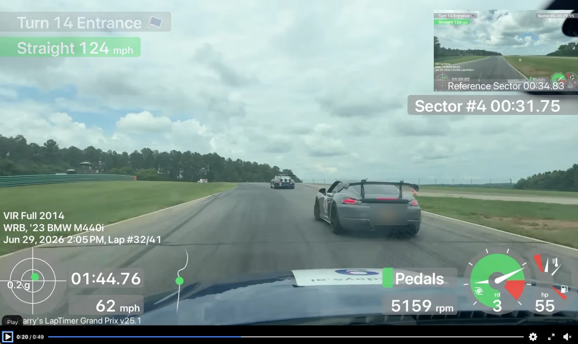 62 mph where the GT4 pulled away